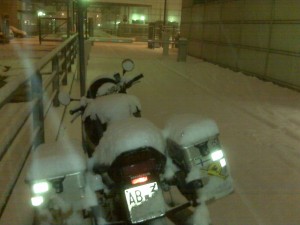 CBR on the snow in the parking